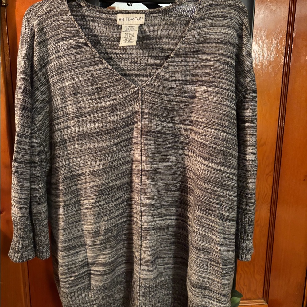 White Stag Women's V-Neck Sweater in Heather Gray